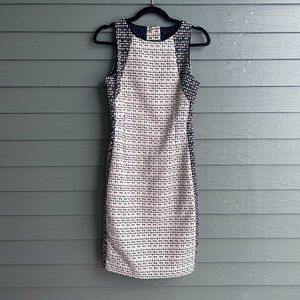 Zara White & Navy Jacquard Mini Dress